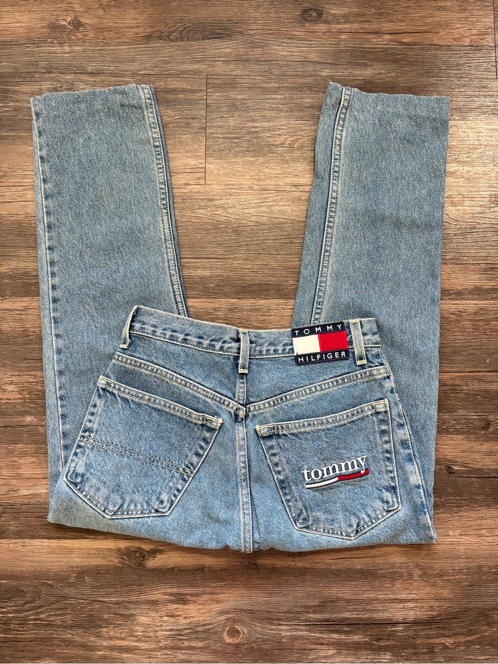 Tommy Hilfiger Light Blue Vintage Denim Jeans with Red & Navy Logo